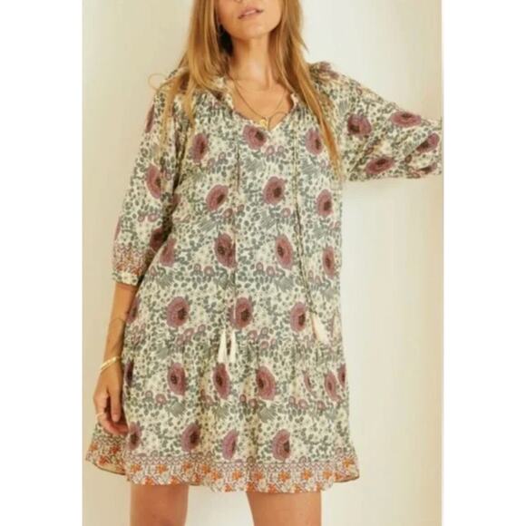 NATALIE MARTIN | Stevie Mini Swing Dress - Vintage Floral  Sand | Size Small - Picture 1 of 10